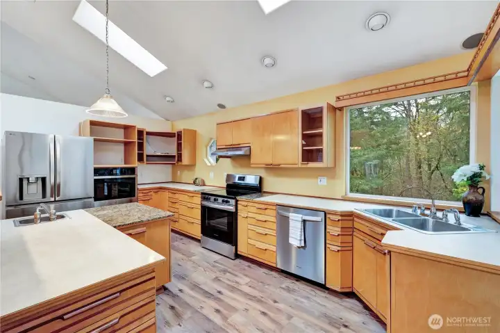 brand new stainless steel appliances.