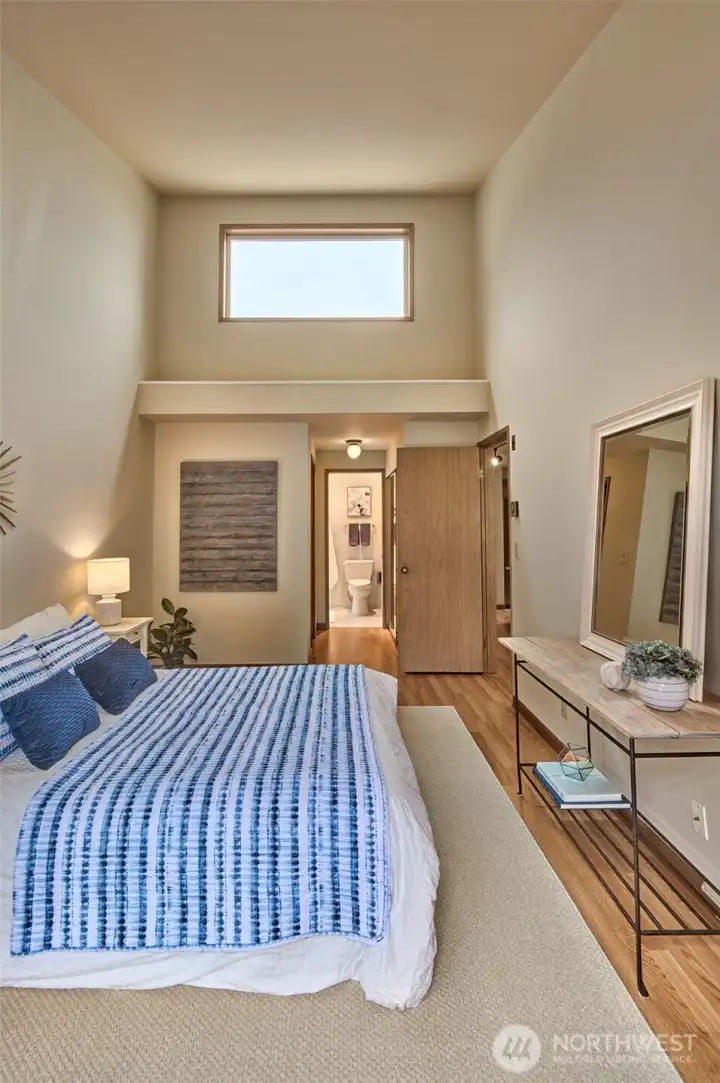 This Suite is on the north side of the condo with south facing clear story windows.