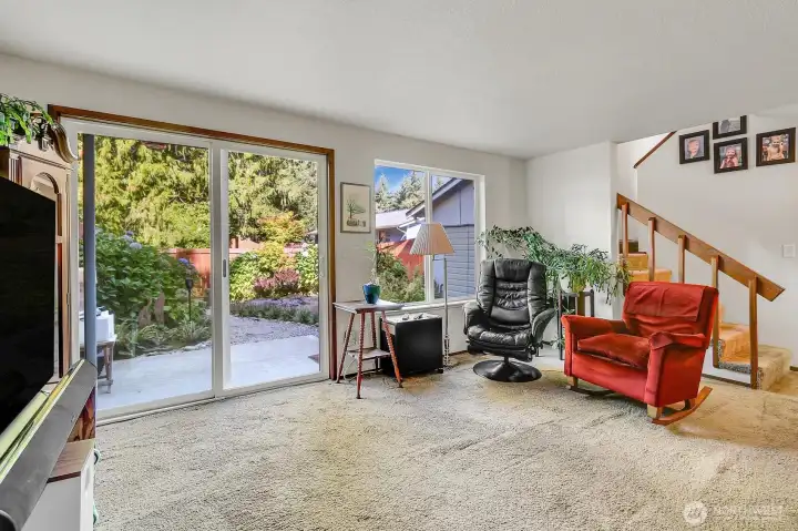 Spacious Living Room with Slider to the Backyard
