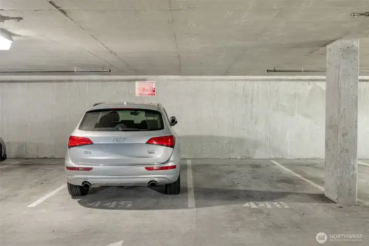 Two secure garage parking spots are included. Parking stalls 445 & 446 on P2.