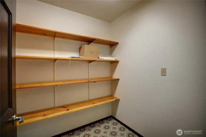 Spacious pantry close to kitchen.