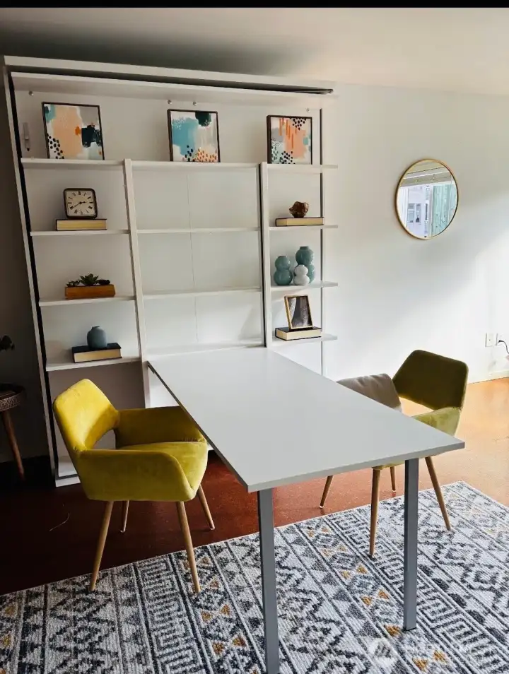 Murphy bed when transformed into a desk