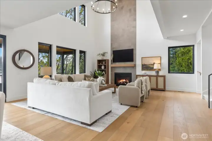 Great room with beautiful fireplace.