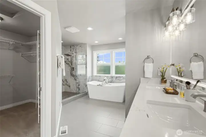 Entering the primary suite bathroom
