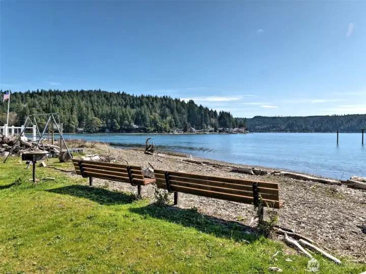 Community beach is just outside the mouth of the Tahuya river