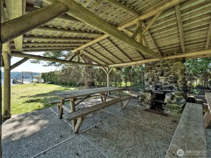 Cabana available for family picnics, summer fun.