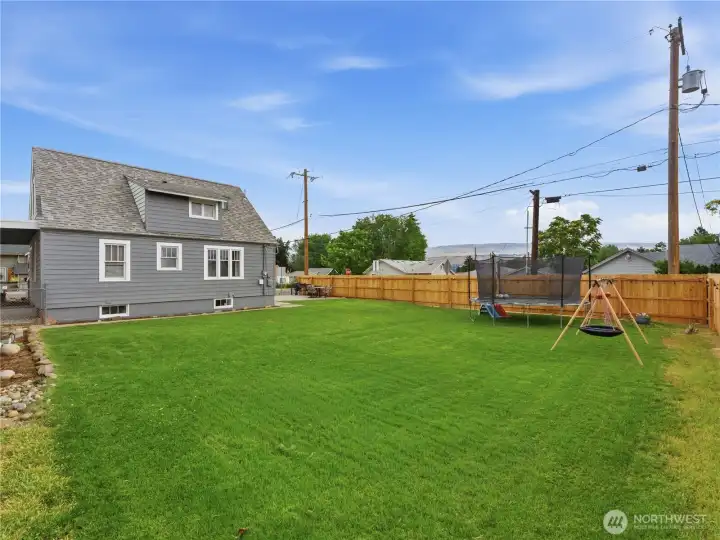 Large fenced backyard