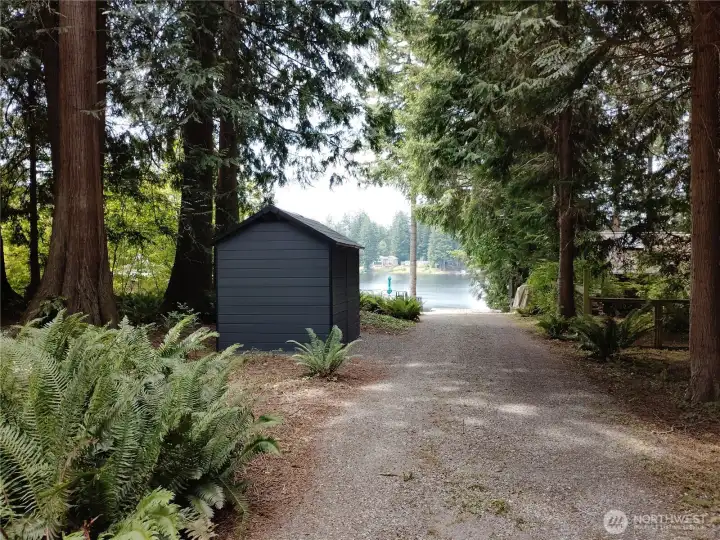 Long driveway for privacy and parking.
