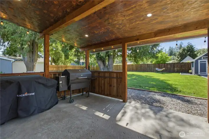 Covered back patio.