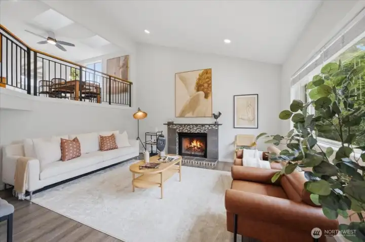 Cozy family room with vaulted ceiling