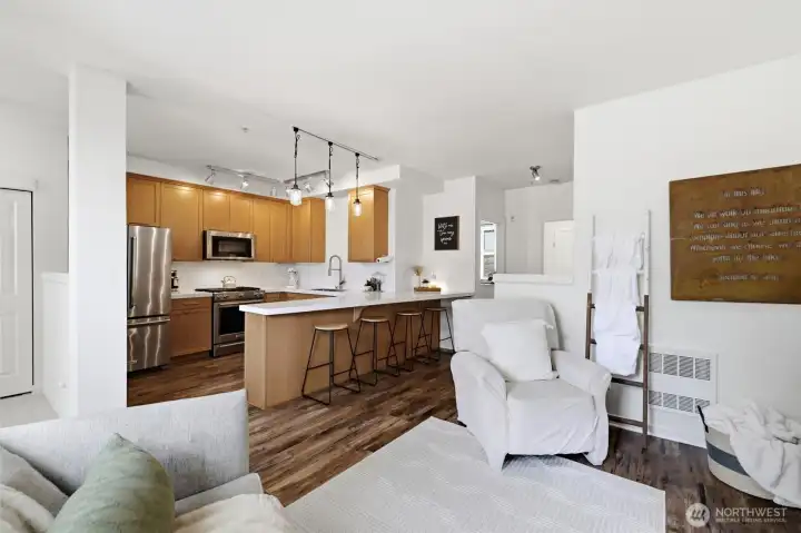 Living room open to kitchen
