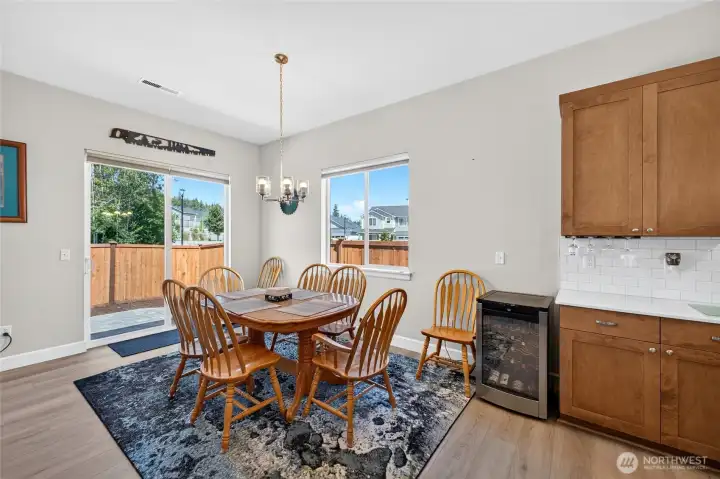Just beyond the Dining Room is the slider to the back yard. Just beyond the Dining Room is the slider to the back yard.