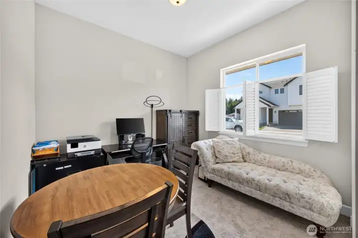 Along with two spare bedrooms you have this den/office room as well. Along with two spare bedrooms you have this den/office room as well.