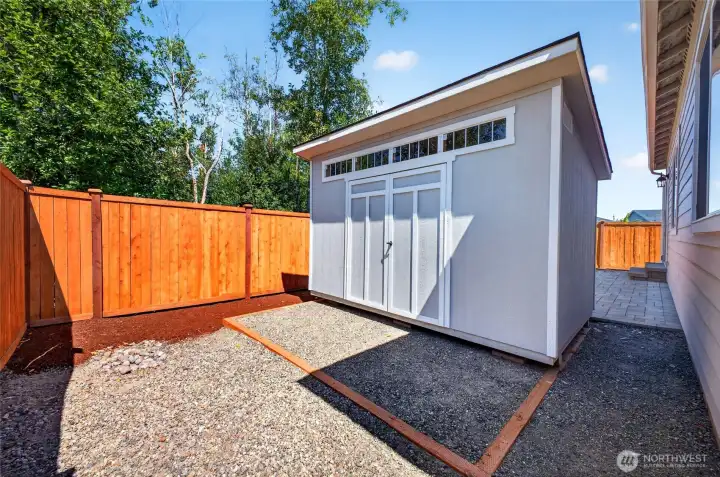 The shed is perfect for additional storage space. The shed is perfect for additional storage space.