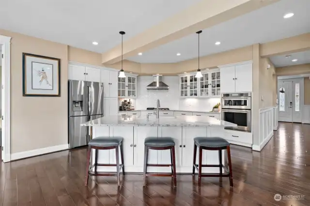 View of spacious kitchen open floor plan fades into spacious family room!