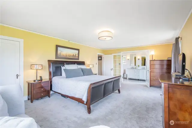 Well proportioned bedroom with a large walk-in closet.