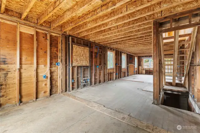 main floor living room and dining room