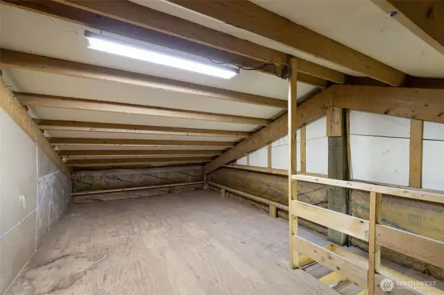 Storage loft in shop.