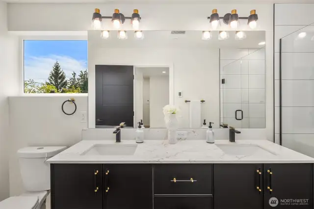 primary bath with dual vanity