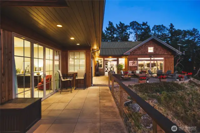 Patio wraps around to living room and master
