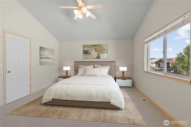 virtually staged primary bedroom