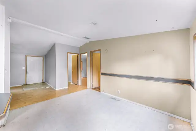 View from the dining room to the entry