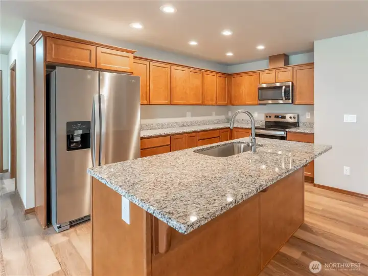 Granite countertops on island