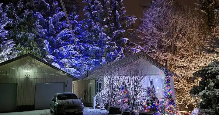 Decorated for the holidays.