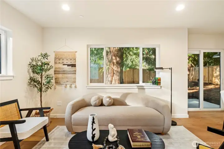 Enter into the light-filled living room on the main floor.