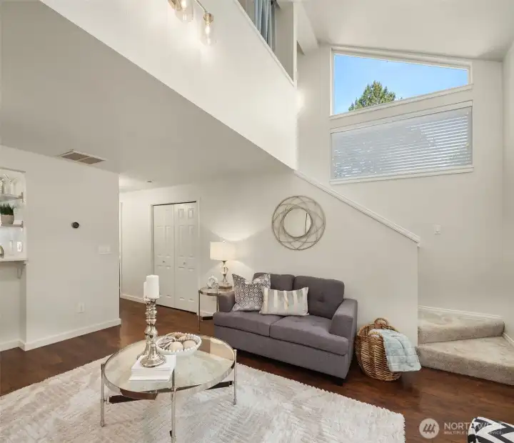 Bright and airy atmosphere with vaulted ceilings.