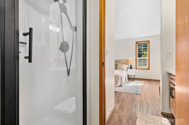 New shower in primary bath.