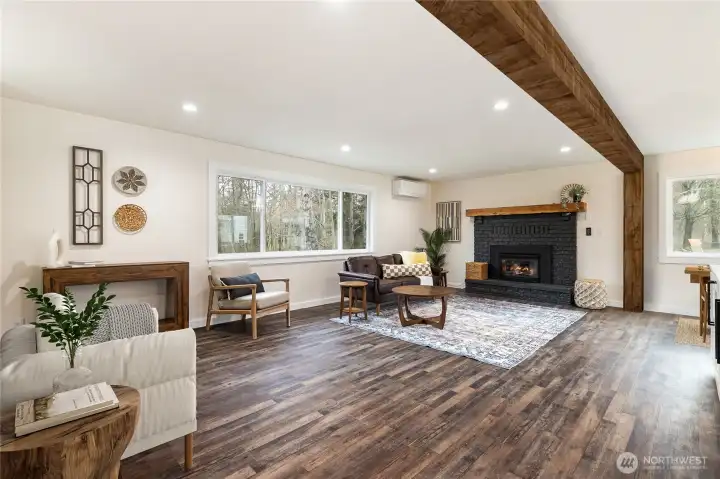 Very spacious living room with propane fireplace. A lot of room for entertaining.