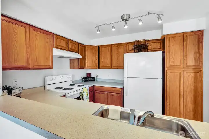 View of the kitchen from dining area