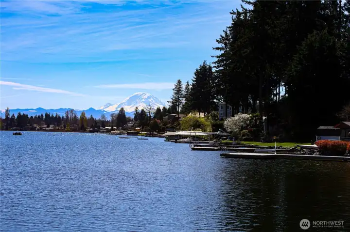 Breathtaking Mt. Rainier views from your dock and all over the lake