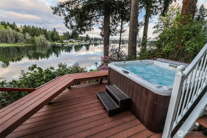 Covered patio below for entertaining in any weather, plus a hot tub for stargazing nights