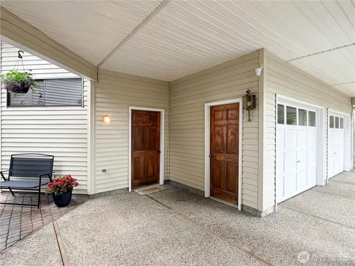 Two-car oversized garage with large storage/work area