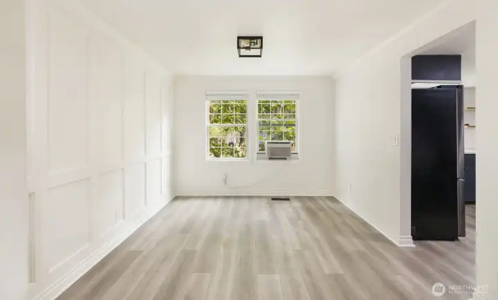 Second picture of dining room showing windows