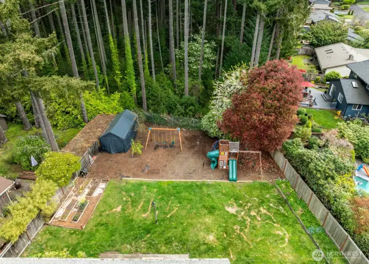 Large back yard. The lot is .329 Acre