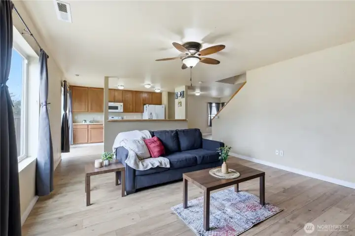 Spacious living room with new flooring Spacious living room with new flooring