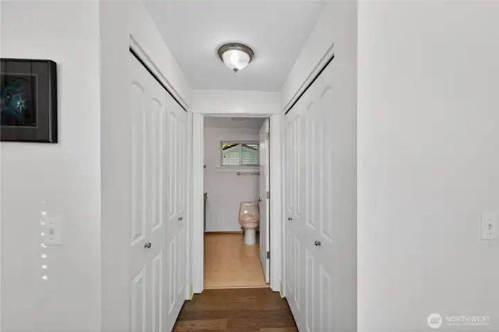 Two closet spaces in the primary. Two closet spaces in the primary.