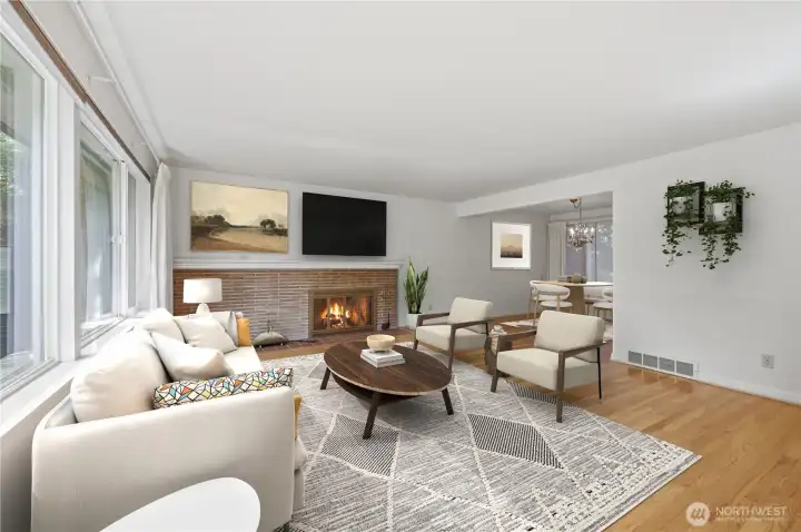 Virtually staged living room.