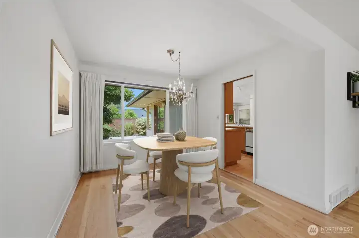 Virtually staged dining room.