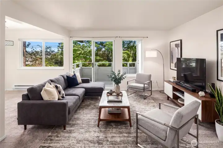 Virtually staged living area