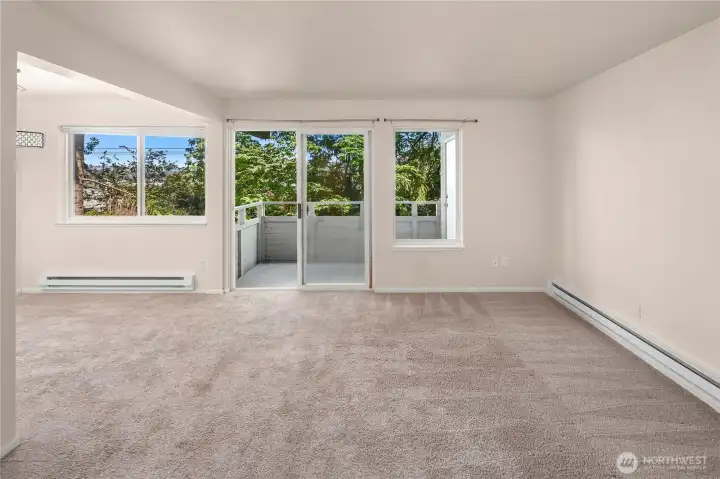 Living room with deck access