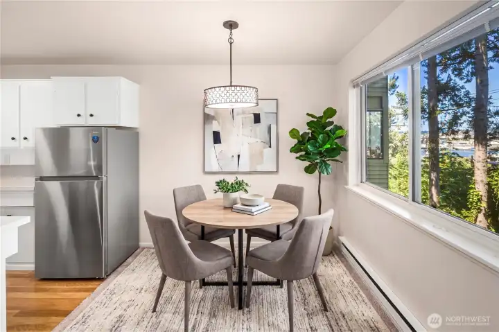 Virtually staged dining area