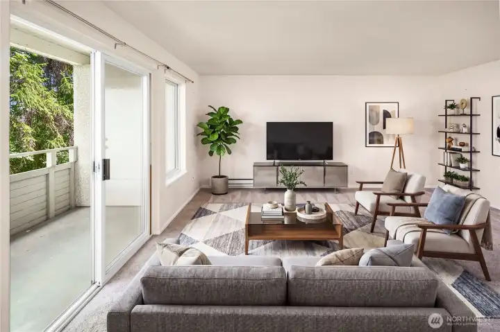 Virtually staged living area