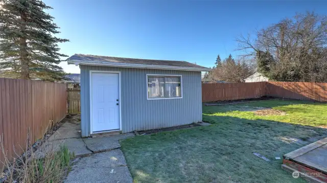 Spacious storage shed, ideal for housing all your yard tools and providing extra storage for your essentials.