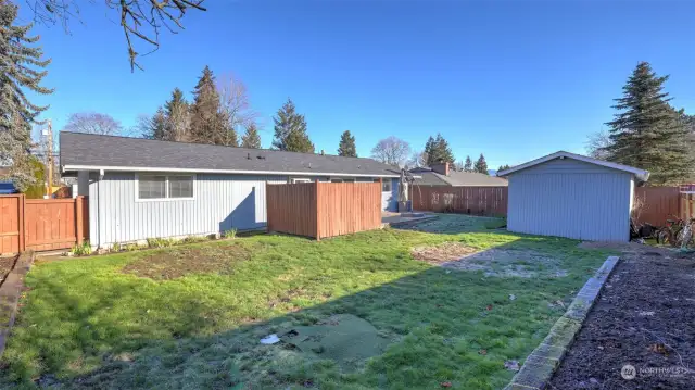 Another perspective of this expansive yard, highlighting its generous size and endless possibilities for outdoor enjoyment.