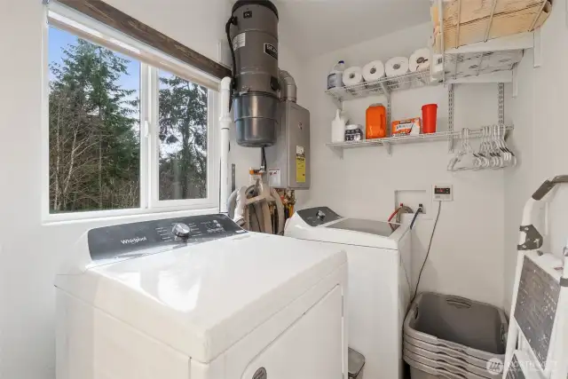 Laundry/Utility Room w/ Tankless Water Heater and In-Home Vacuum