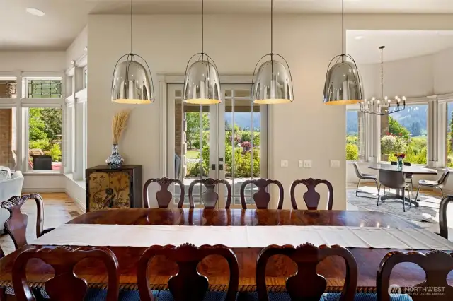 Dining to French Doors to outdoor patio